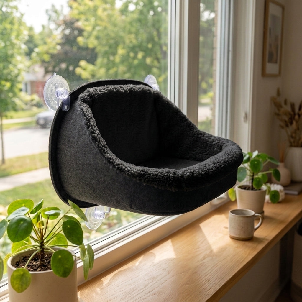 CalmLair™ CalmNest Smart Pet Window Pod – Heavy-Duty Suction Cup Cat Window Perch & Sunbathing Hammock for Indoor Cats & Small Dogs