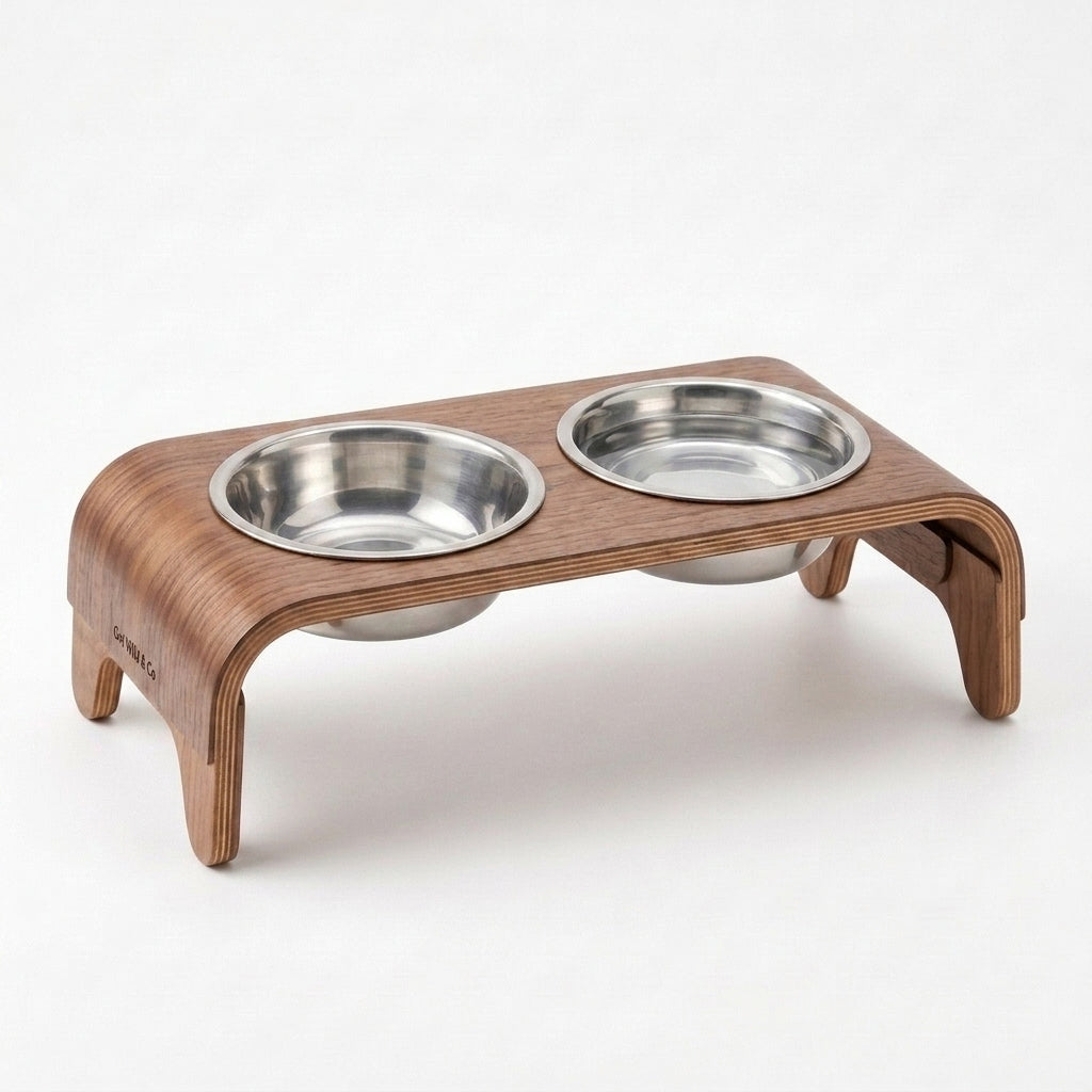 CalmLair™ DreamDine Elevated Pet Bistro Set – Ergonomic Tilted Raised Cat & Dog Bowls with Food-Grade Stainless Steel Inserts & Spill-Proof Base