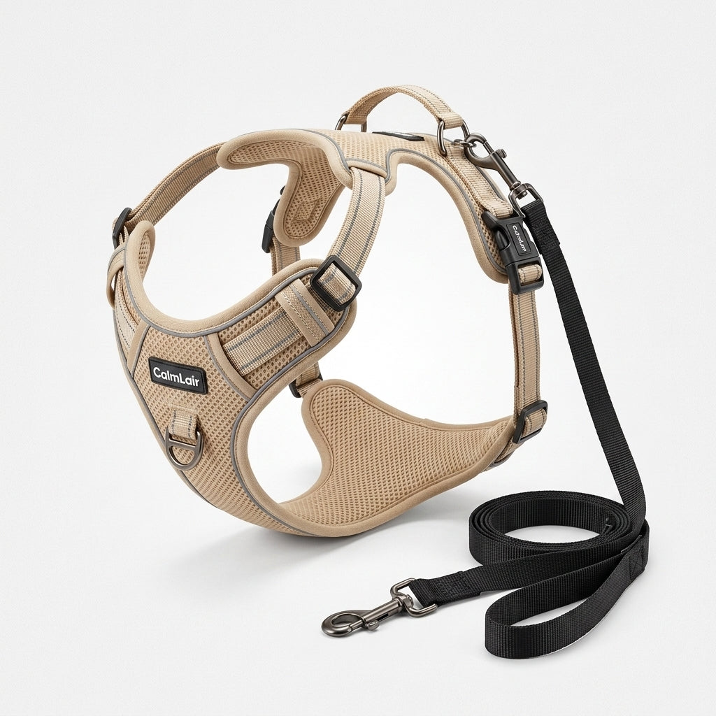 CalmLair™ GlowTrail Smart Pet Night Harness – No-Pull Reflective Breathable Mesh Dog Harness with Easy-Control Top Handle & Padded Chest Vest