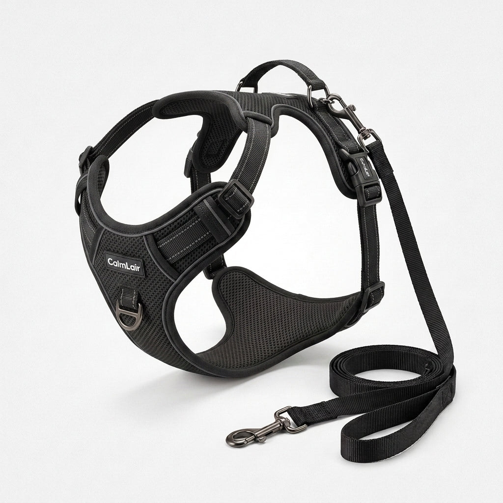 CalmLair™ GlowTrail Smart Pet Night Harness – No-Pull Reflective Breathable Mesh Dog Harness with Easy-Control Top Handle & Padded Chest Vest
