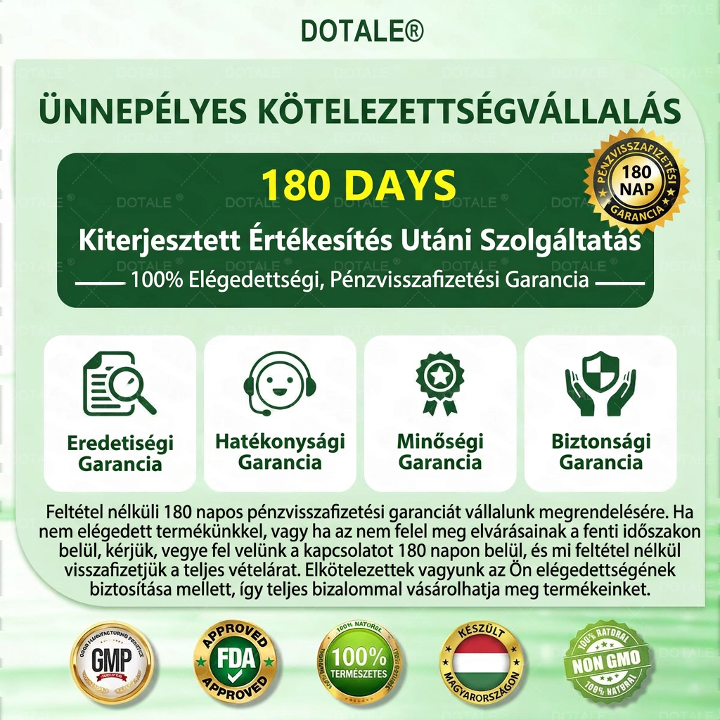 Gratulálunk! Ön lett a mai 500. vásárló. Különleges ajánlatként egy további DOTALE® terméket 50% kedvezménnyel vásárolhat meg!