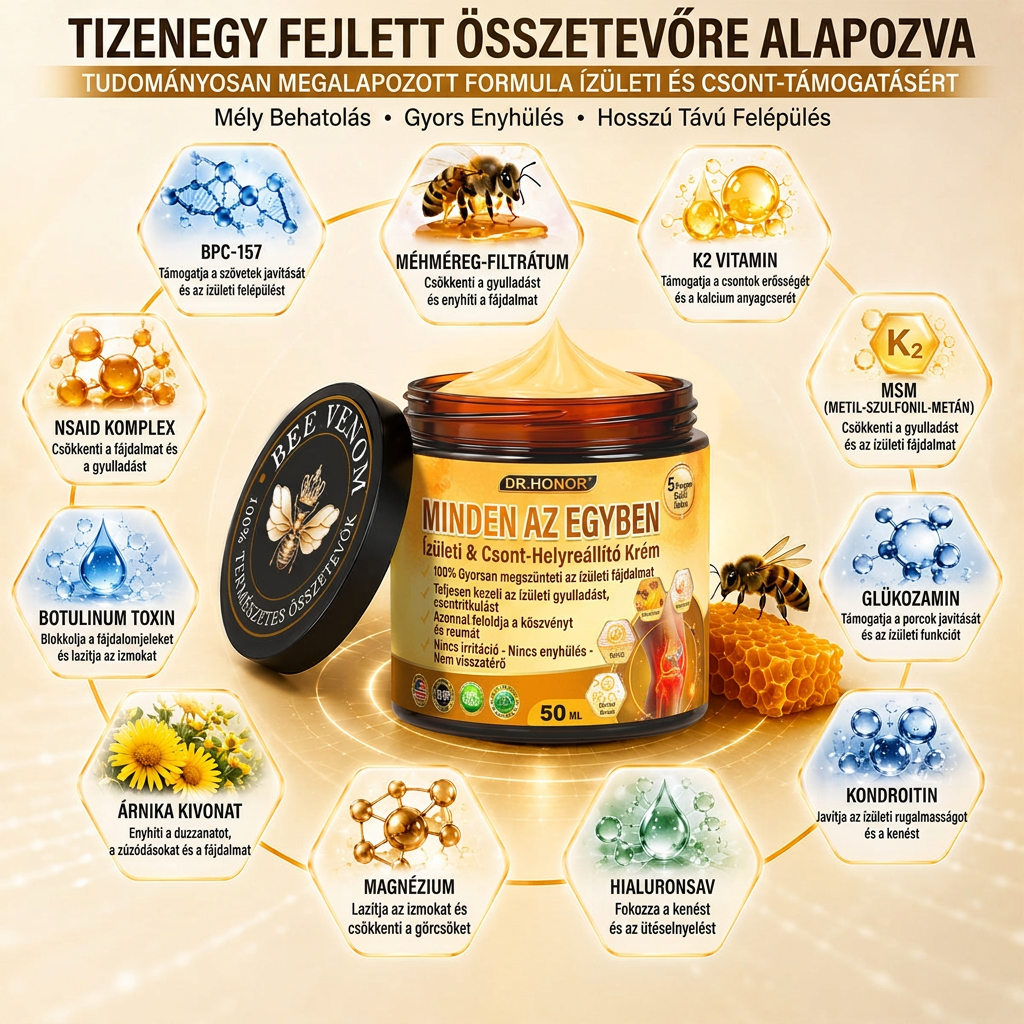 HU DR.HONOR® All-In-One Ízületi és Csontápoló Krém (Kifejezetten idősebb felnőttek számára)